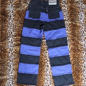 PURPLE & BLACK PATCHWORK JEANS